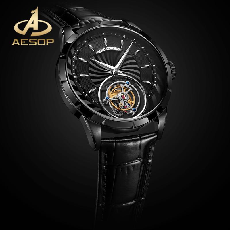 

Wristwatches AESOP Genuine Real Tourbillon Mechanical Watch Business Trend Men Waterproof Sapphire Glass, 701905