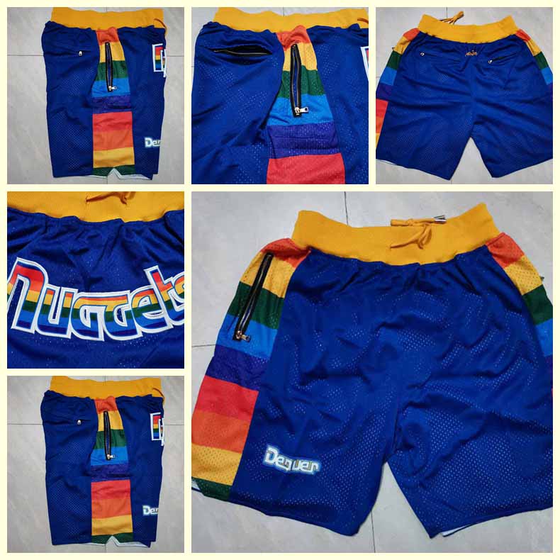 

Men Denver Nuggets just don shorts, Finely embroidered basketball shorts,Fine tight embroidered zip-up pocket basketball shorts, Black
