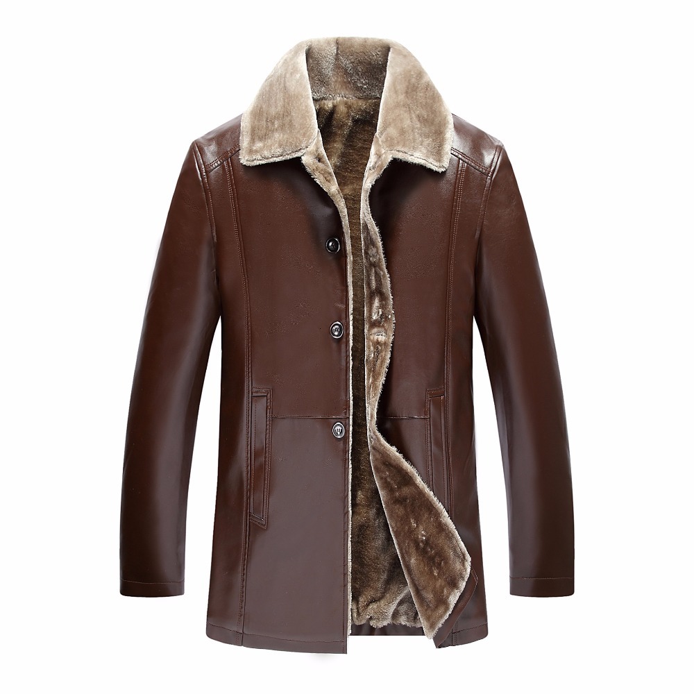 

2021 New Winter Mens Plus Size 5xl Leather Jackets Men Faux Fur Thick Warm Long Suede Jacket 8n58, Black