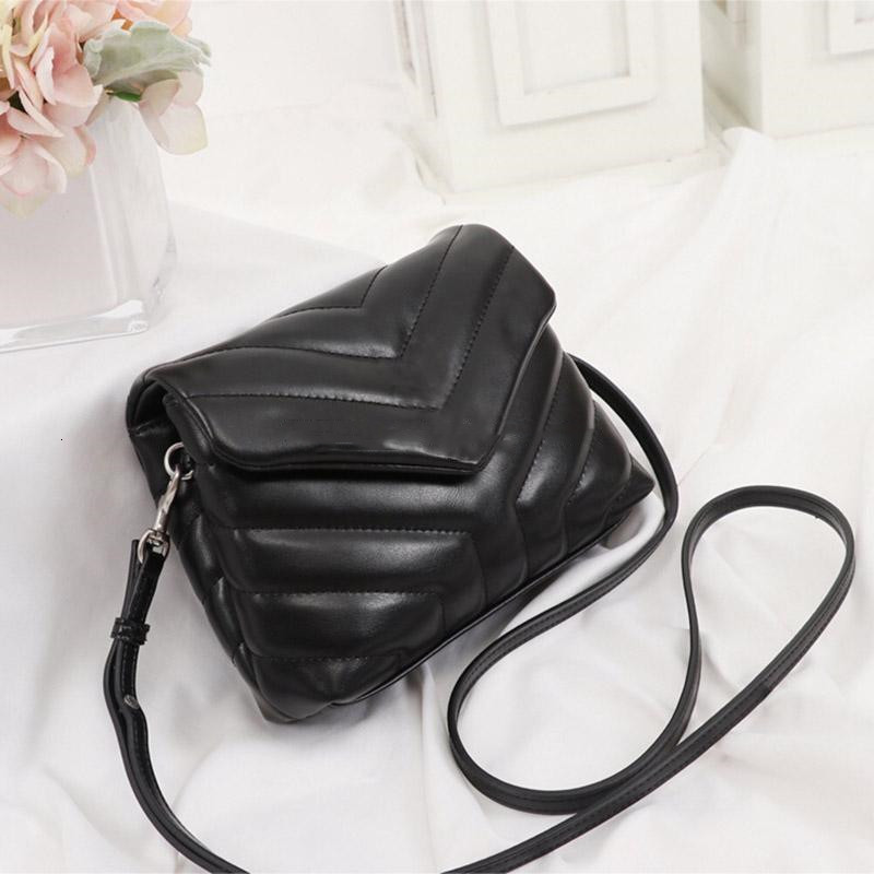 

5A Designers luxury handbags bag purses square fat LOULOU chain bags real leather bag women shoulder bags high quality Flapbag black bag mini bag, Mini black gold