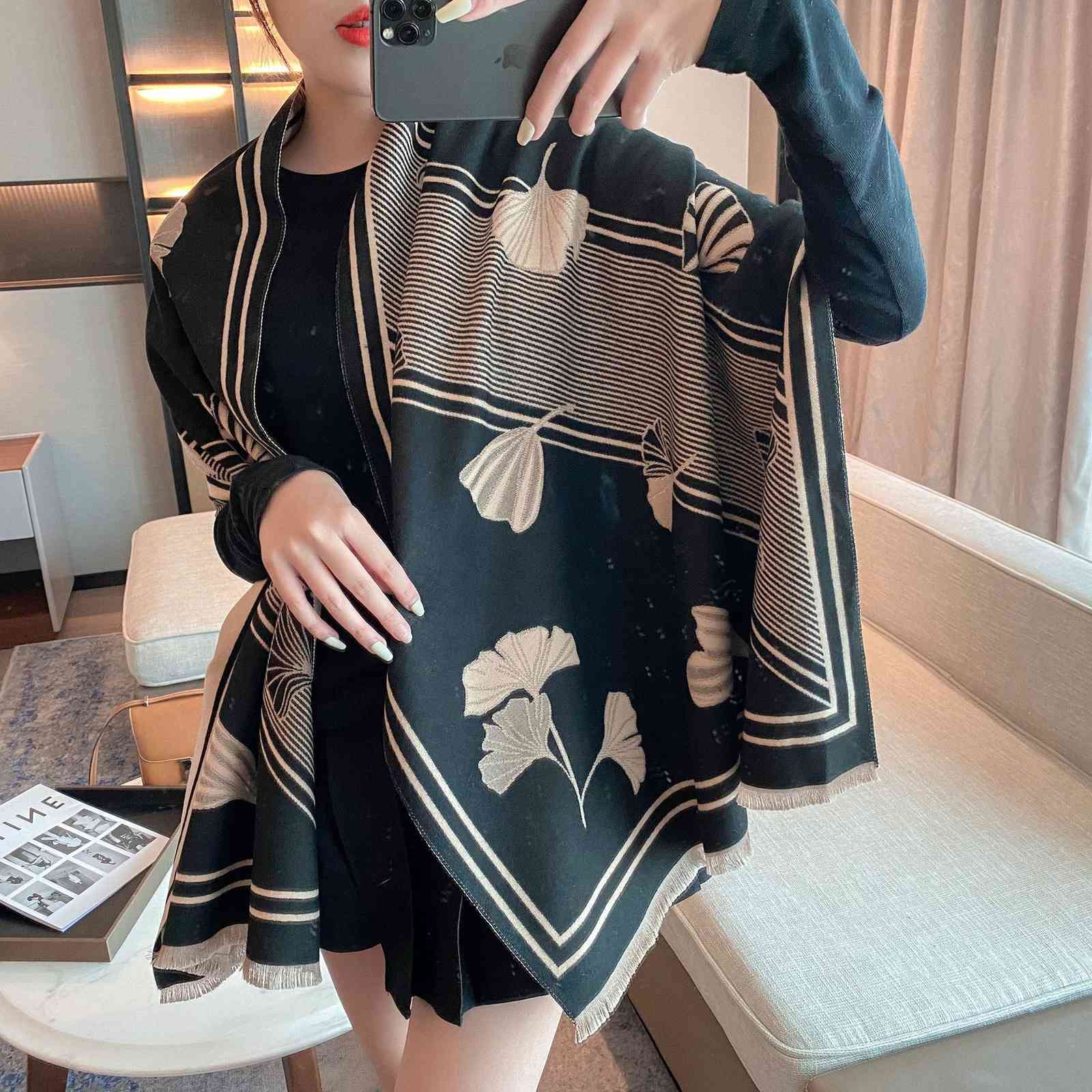 

70% OFF Design Imitation cashmere women elegant warm short beard tassel travel with scarf for celebrities in autumn and