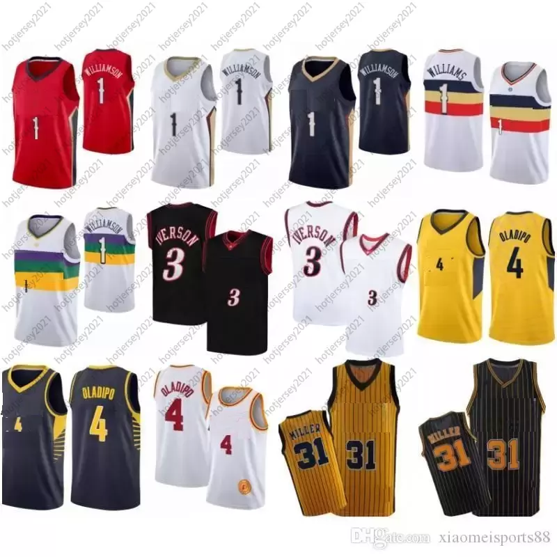 

Mens Zion 1 Williamson Victor 4 Oladipo Basketball Jersey NCAA Allen 3 Iverson Reggie 31 Miller Retro Jersey, As shown in illustration