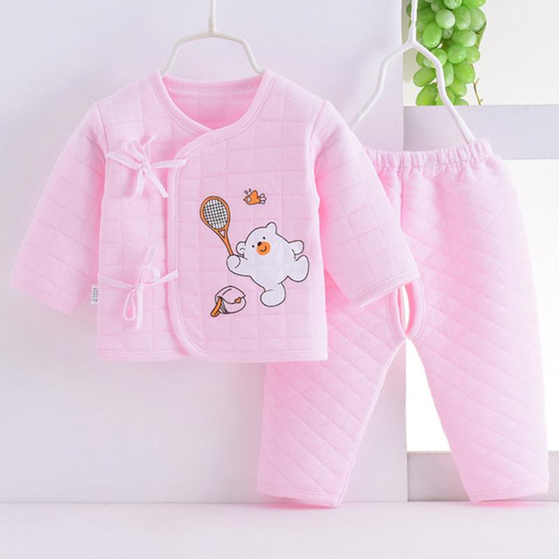 

Clothing Sets Born Baby Boys Girls Pyjamas Cartoon Tops +Pants Infant Outfits Sleepwear Winter Children's 3 6 9 Months, White