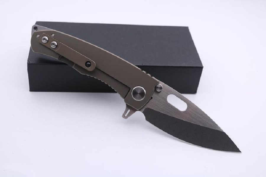 

High Quality Custom DSK Folding Pocket Knife 8Cr13Mov Blade Bronze Anodized Titanium Handle Tactical Survival Knives Outdoor Camping Knife