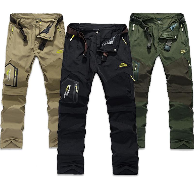 

Men's Pants Hight Quality Men Quick Dry Removable Hiking Breathable Mountain Camping Trekking Trousers Outdoor Travel, Armygreen