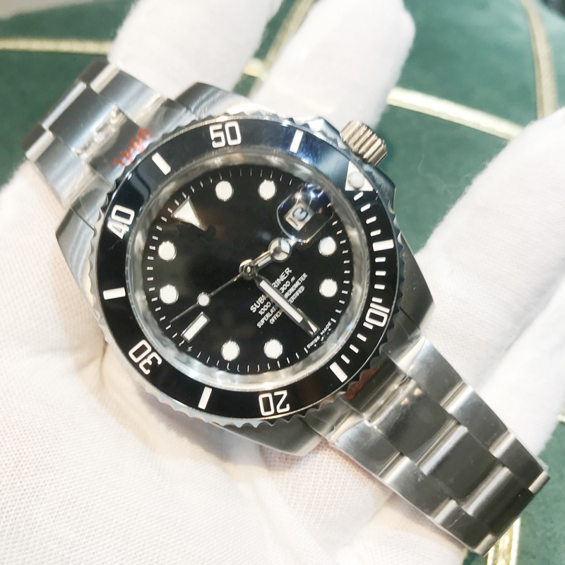 

Mens Watches black dial Ceramic bezel sapphire glass Luminous Automatic sweeping 904L stainless steel waterproof wristwatches, Slivery;brown