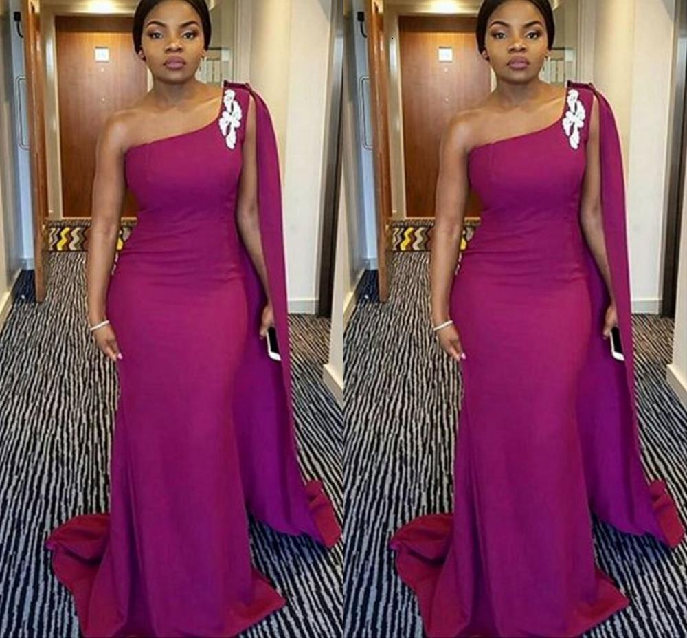 

Vestidos De Noiva New One Shoulder African Mermaid Evening Es 2021 Long Elastic Satin Prom Formal Gown Custom Made Caos, White