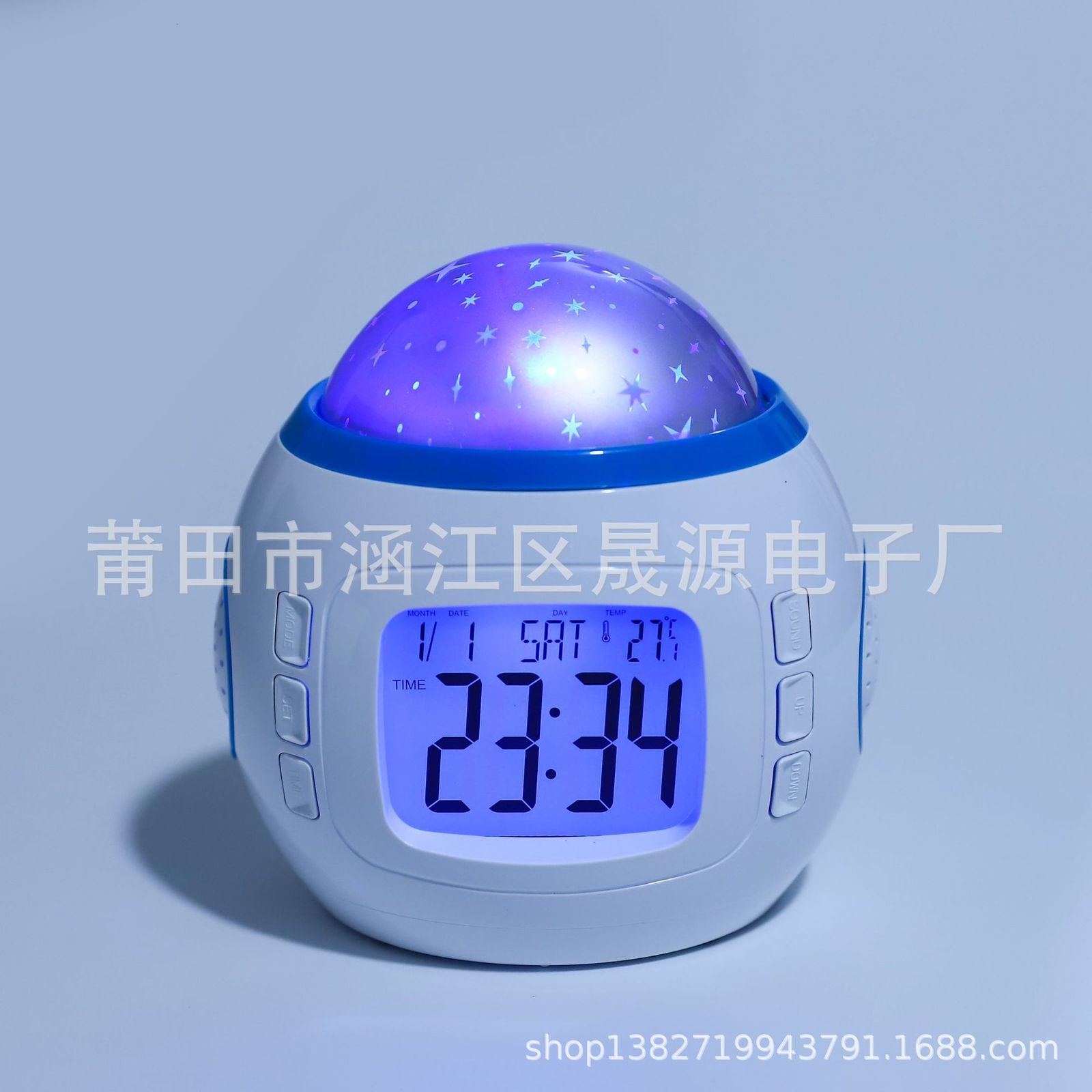 

creative music calendar seven color projection star light small alarm clock