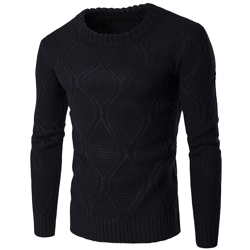 

2021 New Sweater Woolen Men o Neck Long Sleeve Slim Warm Sweaters Grometric Pull Homme Beige Pullers Knitwear 48lu, Black