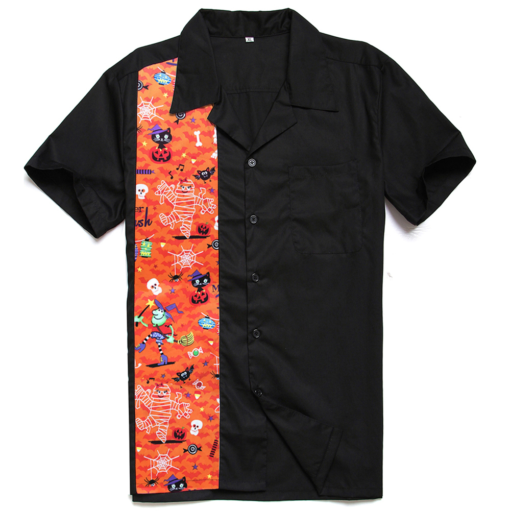

2021 Nightmare Before Christmas Halloween Shirt 50s 60s Rockabilly New Designs Novelty Print Men's Button Down Bowling Style Shirts 7n2n, St110