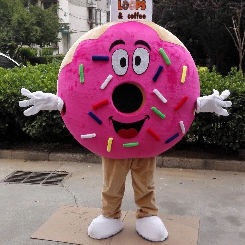 

Tasty Delicious Donut Apparel Mascot Costume Halloween Christmas Cartoon Character Outfits Suit Advertising Leaflets Clothings Carnival Unisex Adults Outfit, As show