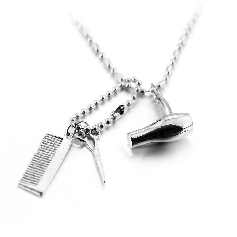 

Pendant Necklaces Design Ancient Large Scissors Combs Charm Pendants Short Necklace DIY Woman Jewelry Accessories, Silver