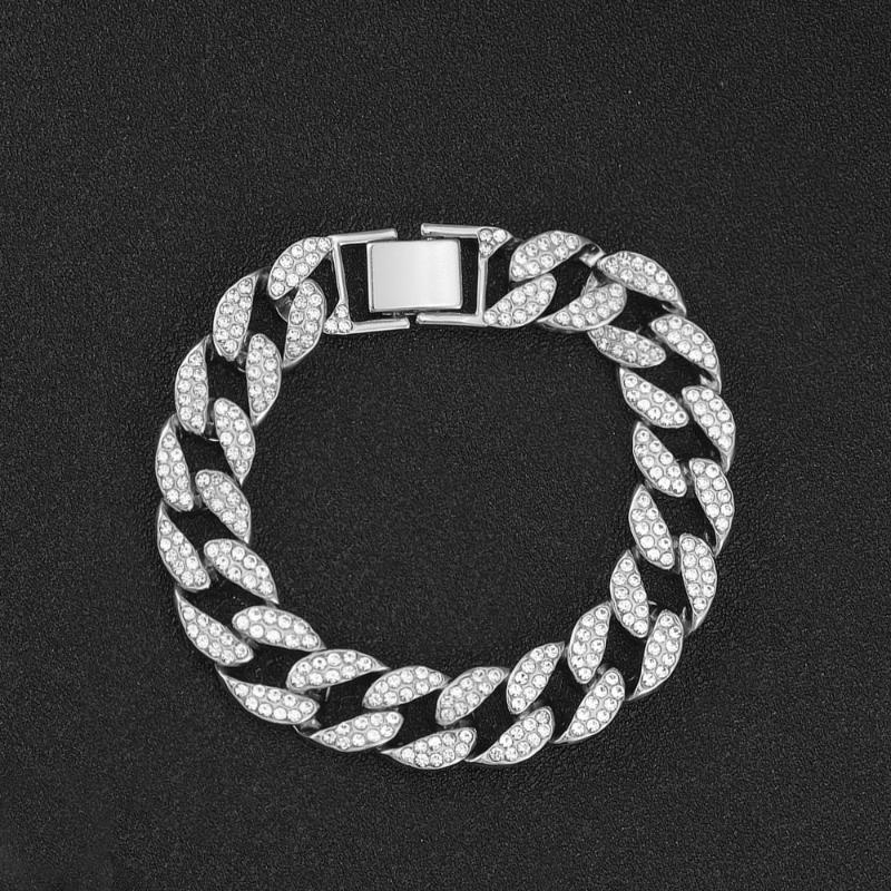 

Link Chain High-Quality Hip Hop Full Stone Bling Iced Out Pave Men's Bracelet Miami Cuban Bracelets For Men JewelryLink