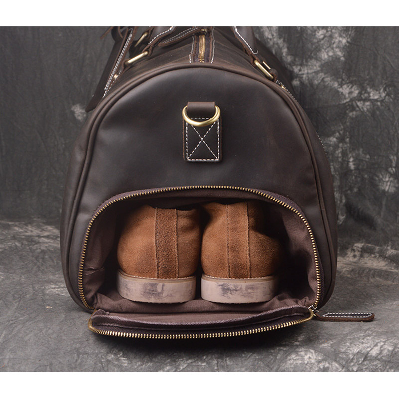 

Genuine Leather Travel Bag for Men Business Real Leather Luggage Large Travel Handbag Male Briefcase Shoes Shoulder, Black