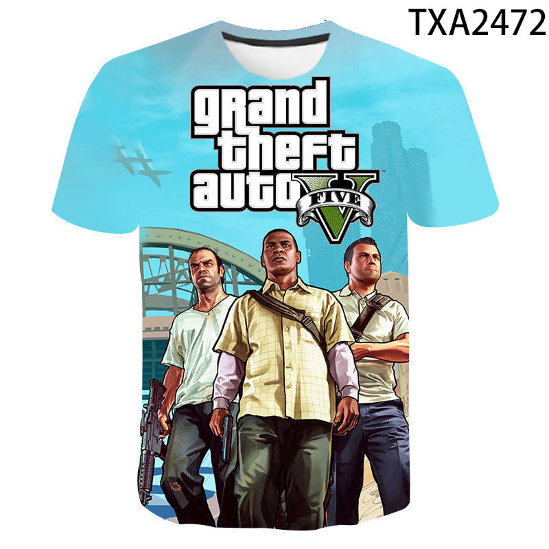 

2020 New 3D Print Grand Theft Auto Game Gta 4/5 Printed T Shirt Men Women Children Short Sleeve T-Shirt Boy Girl Kids Tops Tees L0223, Txa2474.