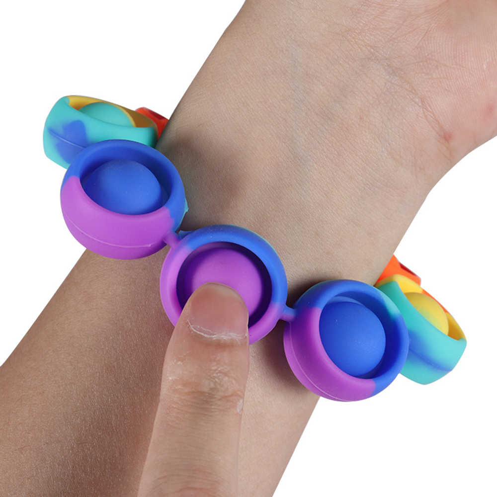 

Fidget Reliver Stress Toys Rainbow Bubble Antistress Adult Children Decompression Bracelet Soft Silicone Gift