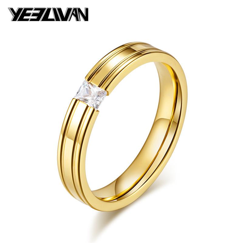 

Wedding Rings Couple Fashion Stainless Steel Ring Men Crystal Gold For Women Wholesale Lots Bulk Anillo