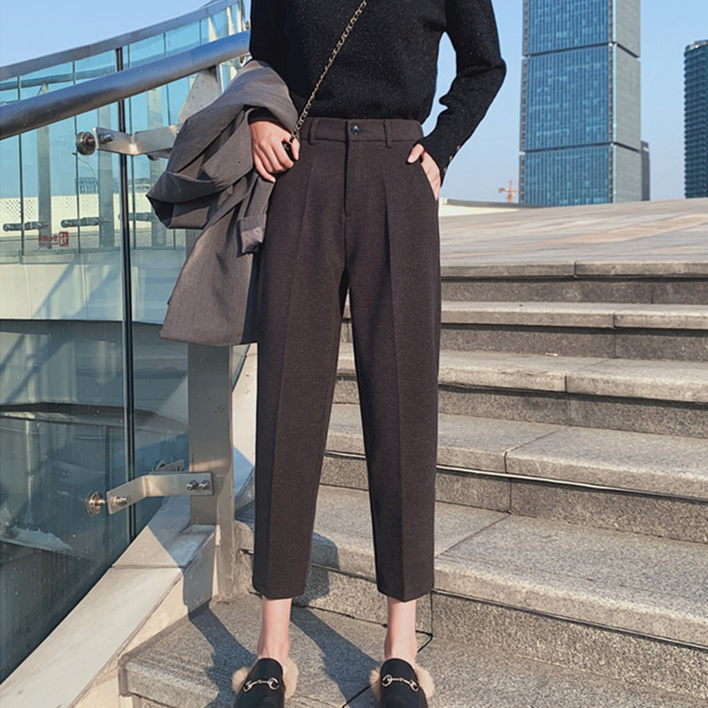 

2021 New Women Pants Clothes Fall Fashion Korean Style Wide Leg Trousers Harajuku Baggy Black Lounge High Waisted Vintage Vs6a, Gray