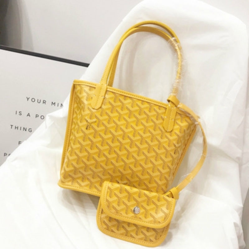 

Goyar Goya Leather Dog Tooth Cabbage Basket Shopping Bag Mini Handbag Double Side Tote Girl Zlh