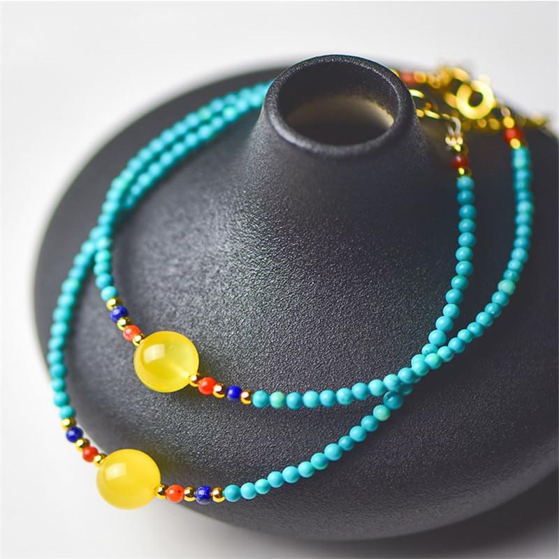 

Link, Chain Natural 2mm Ultrathin Beads Turquoise Bracelet S925 Sterling Silver Southern Red Agate Beeswax Lapis Lazuli Jewelry Women Gift