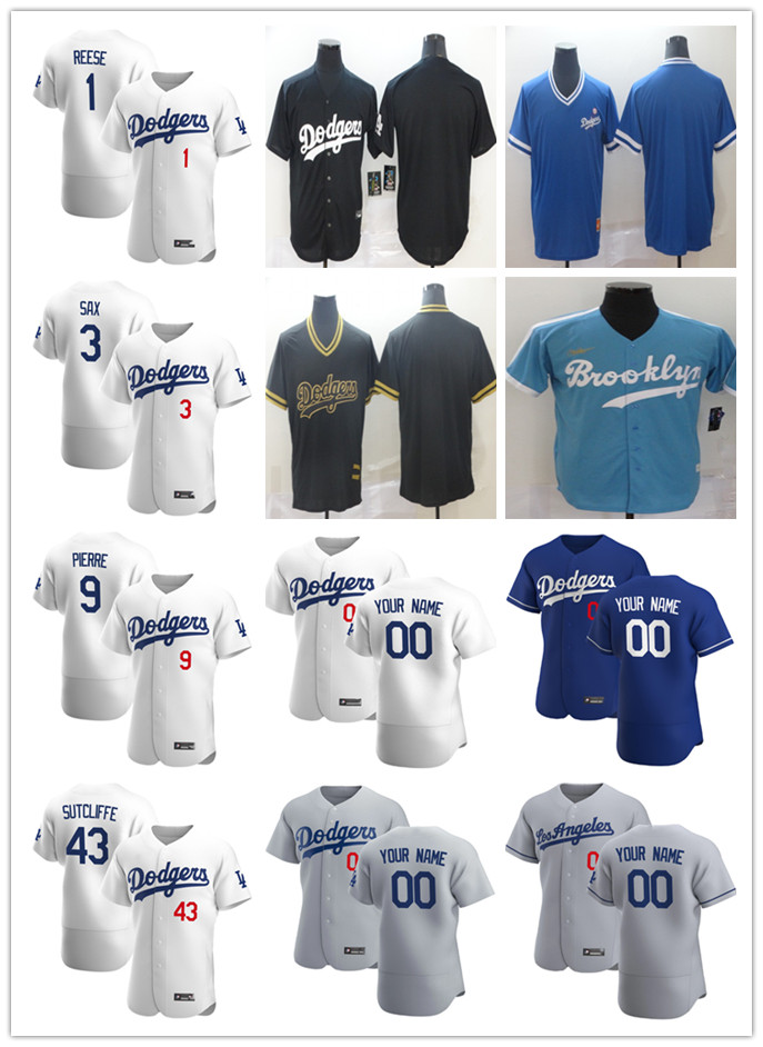 

Men Women Youth LosAngelesDodgers9 Juan Pierre 1 Pee Wee Reese 3 Steve Sax 43 Rick Sutcliffe Custom Baseball Jersey, Blue;black