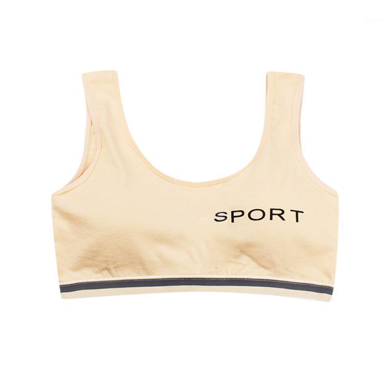 

Kid Girls Bra Sport Brassiere Solid Color With Letter Print Student Bras Maiden Teen Underwear Casual Undies Sujetador A20 Yoga Outfit, Gy