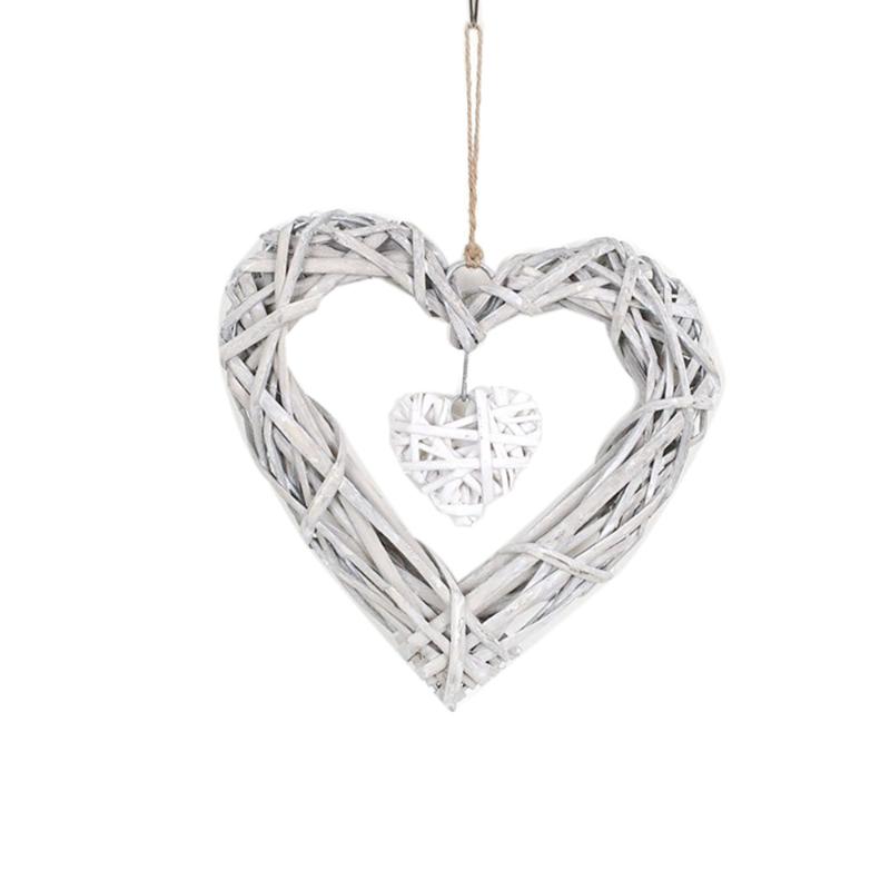 

Shabby Chic Wicker Heart Wreath Home Wall Hanging Wedding Birthday Party Decor Home Garden Pendant Hanging Ornaments