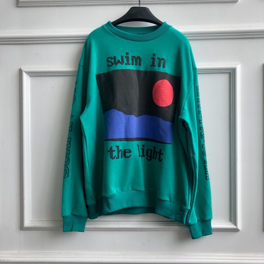 

2021 New Cpfm Foam Printing Blouse Green Hoodie Hip Hop Street Famous Men's Sweater Informal 76b4, Blue.