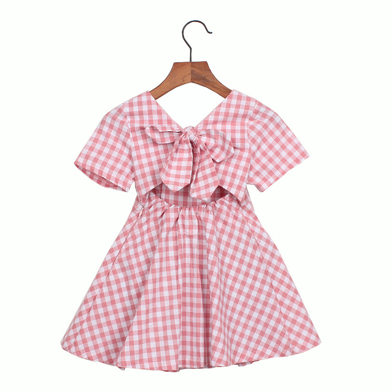 

wholesale newest korean ins fashions Girls plaid dress short sleeve cute children straps summer kids princess dress, Red;yellow
