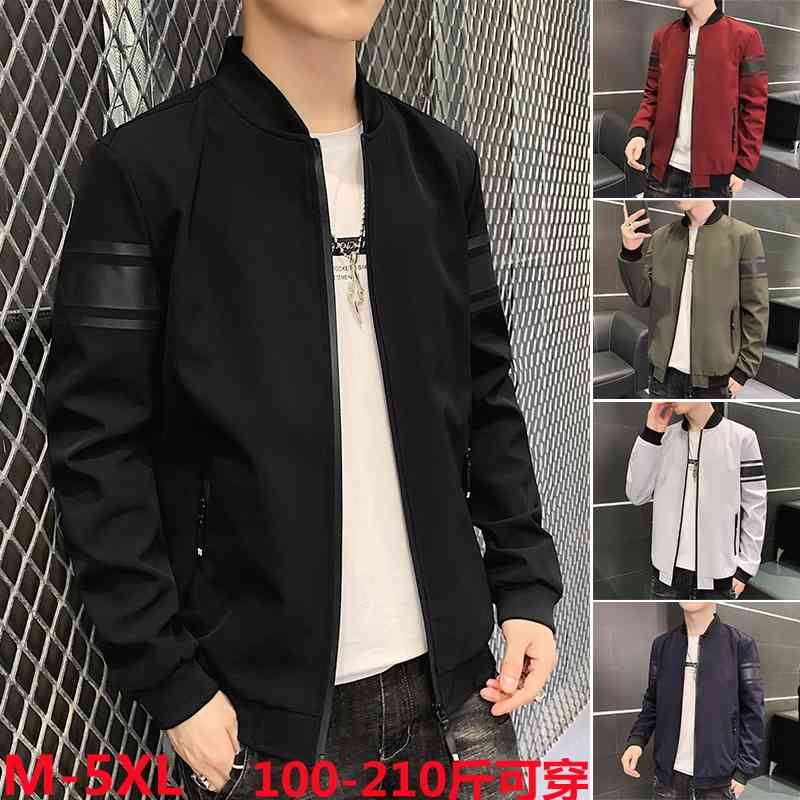

Coat men's 2021 autumn new Korean fashion stand collar print slim young men's casual jacket, Red
