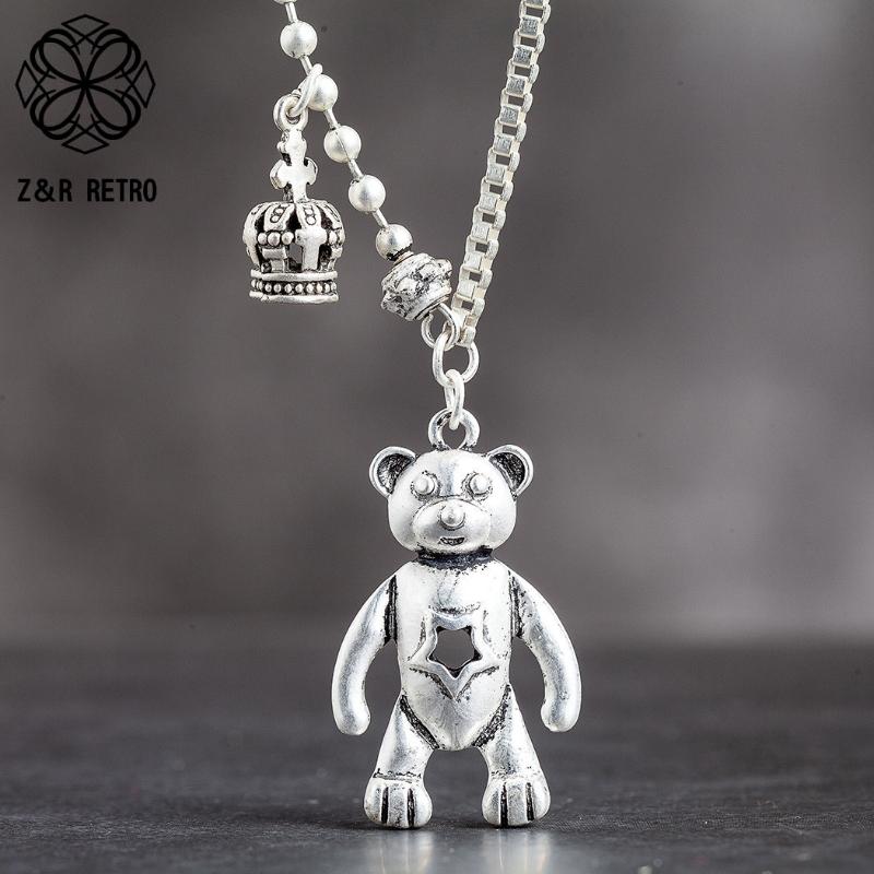 

Pendant Necklaces Silver Color Cute Animals Long Accessories Pendants Necklace Jewelry For Women Antique Suspension Neck Decoration Wholesal