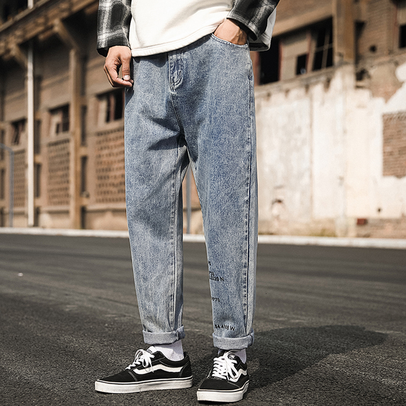 

2021 New Autumn Spring Men's Baggy Stretch Jeans Trendy Straight Denim Trouers 5yw1, Usa sizel l8037 1