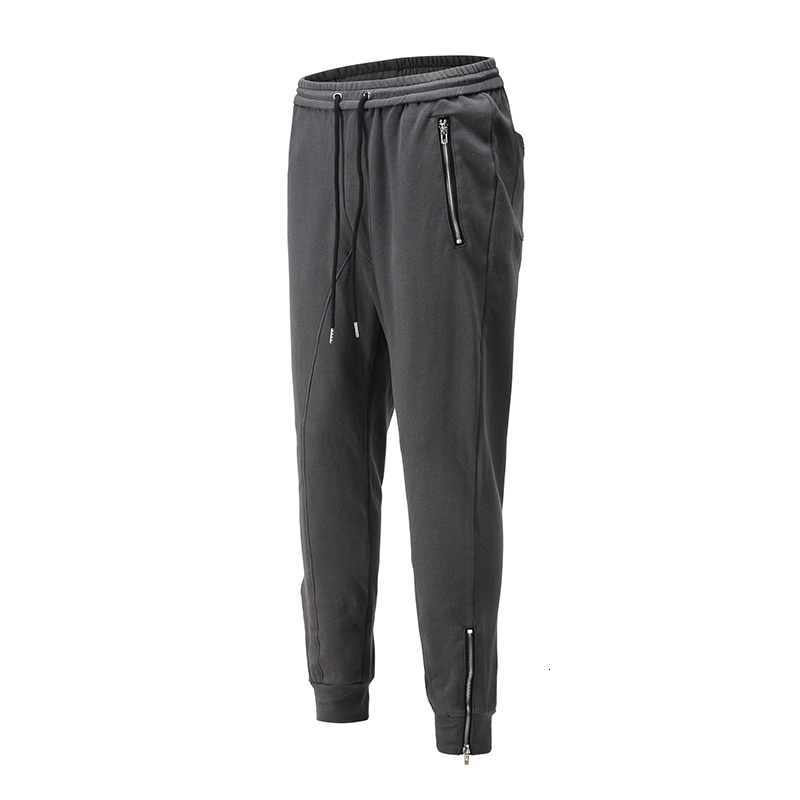 

2021 New Tornozelo Zper Jogger Sweatpants Bolsos Dos Homens Slida Baggy De Pista Casual Streetwear Drawstring Boom Ps Calas Soltas Y33r, Black