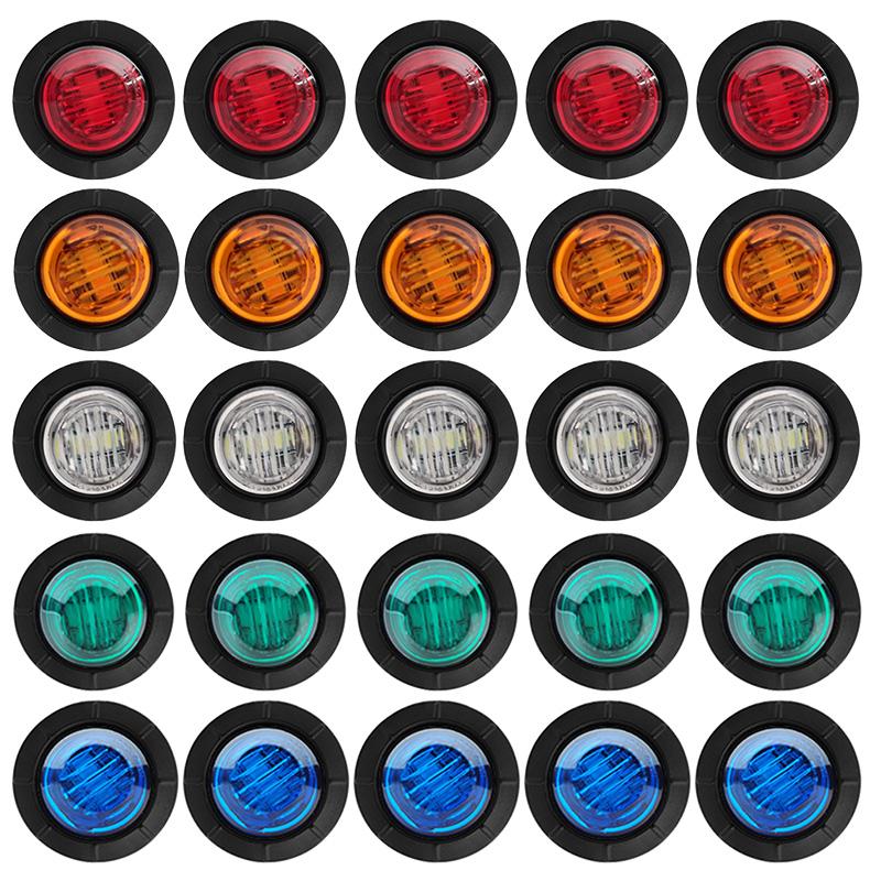 

Emergency Lights 12V/24V 3SMD 3/4" Round Car Small Lamp Truck Trailer Side Marker LED Van Bus Clearance Light Turn Signal DRL Running