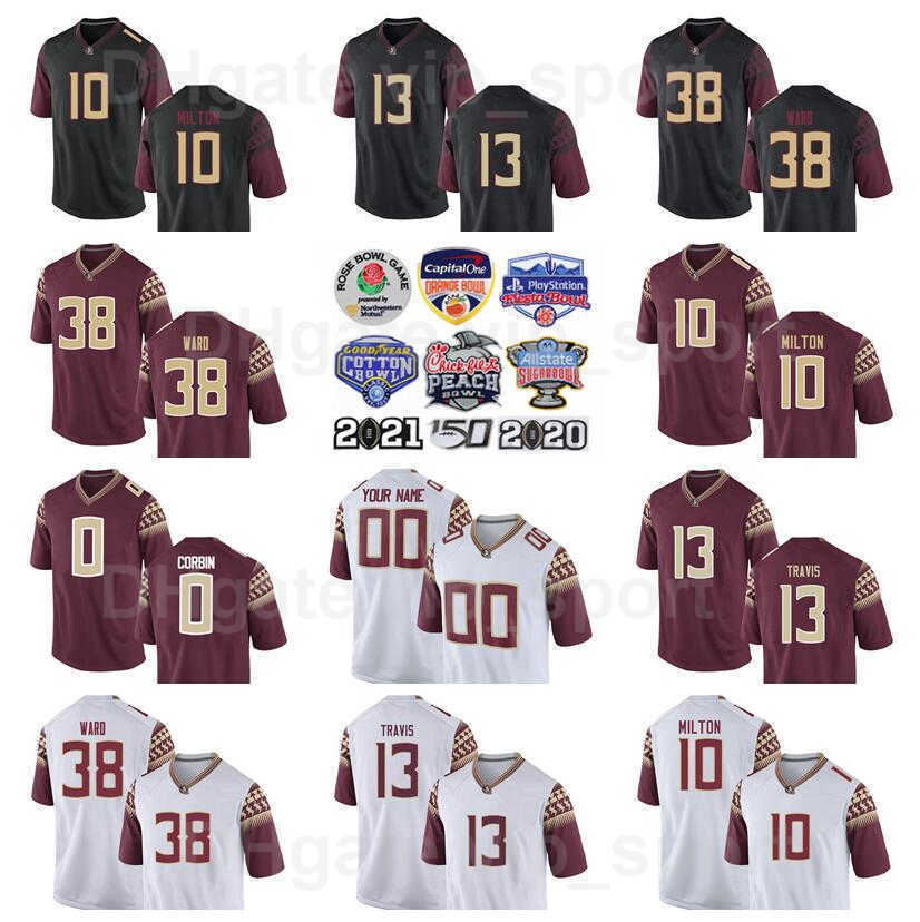 

NCAA College Florida State Seminoles Jersey Football 13 Travis 10 McKenzie Milton 0 Jashaun Corbin 8 Treshaun Ward 22 JaKhi Douglas 7 Andrew, Black