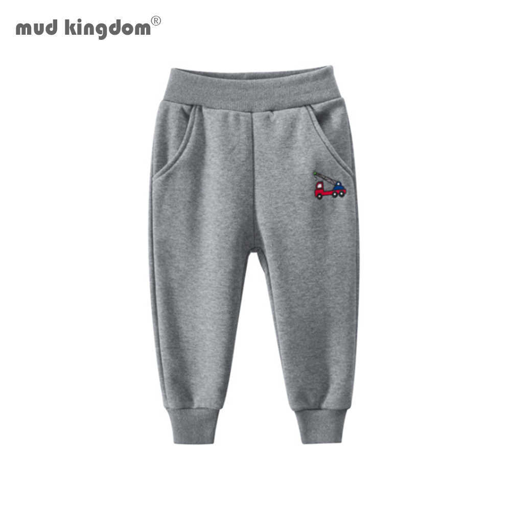 

Mudkingdom Boys Vehicle Jogger Pants Cute Embroidery Autumn Winter Thicken Casual Elastic Waist Trouser 210615, Gray