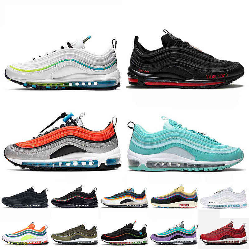 

Big Size 12 Women Mens 97 Run Shoes MSCHF Lil Nas Satan 97s Trainers Worldwide White Off UNDEFEATED OG UNDFTD Tropical Twist Sneakers, Black