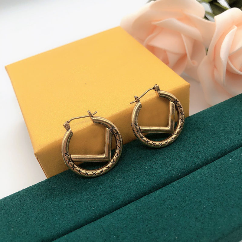 

Letter Circle Earrings Designer Gold Earring Luxury F Jewelry Casual Goldn Hoop Earrings For Women Mens Accessories Ohrringe D2111113HL