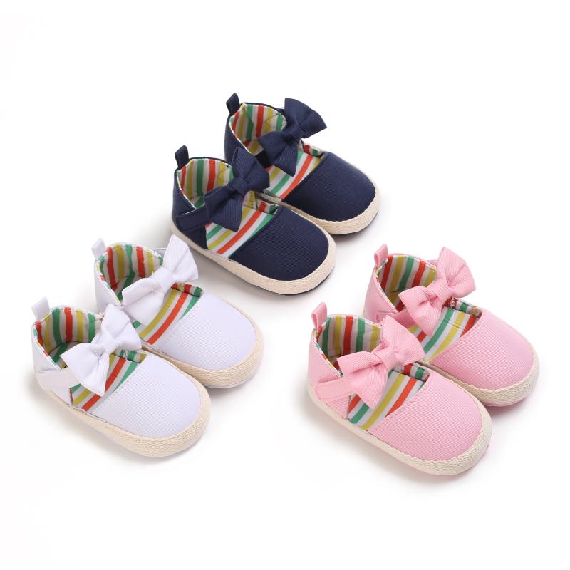 

First Walkers VALEN SINA Spring And Summer 0-18M Born Baby Girls Boys Crib Shoes Cotton Flowers Hook Soft Cork Cute Bow