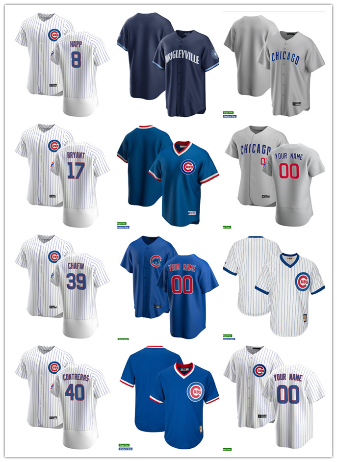 

Men Women Youth 17 Kris Bryant 39 Andrew Chafin 40 Willson Contreras 8 Ian Happ custom Baseball Jersey Blank blue White grey, Blue;black