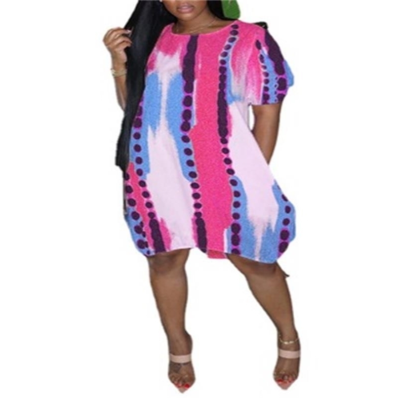 

Loose Oversized Vintage Casual Dresses For Women Arrival Short Sleeve Y2K Top Femme Knee Length Dress Lounge Wear 210525, Multi