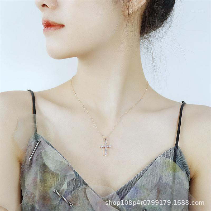 

Chains Full Anka Drill Cross Necklace Collocation ACTS The Role Of Clavicle Chain Female Personality Contracted Wind