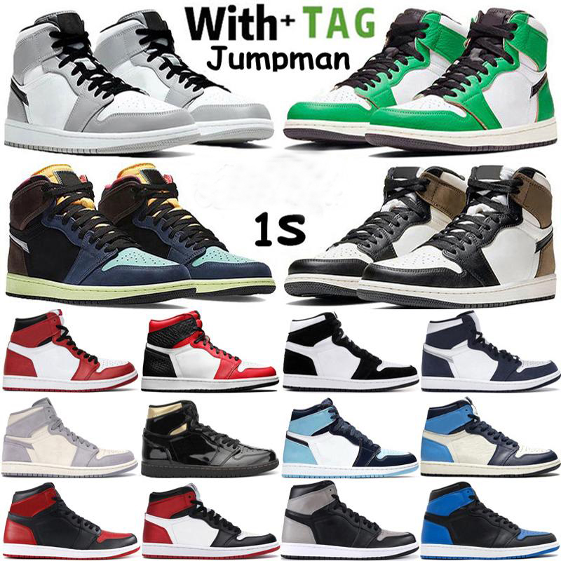 

With Box Jumpman 1 UNC Twist Travis Scotts Dark Mocha Mid Smoke Grey Navy High 1s Mens Basketball Shoes Women Sports Sneakers Trainers 2021