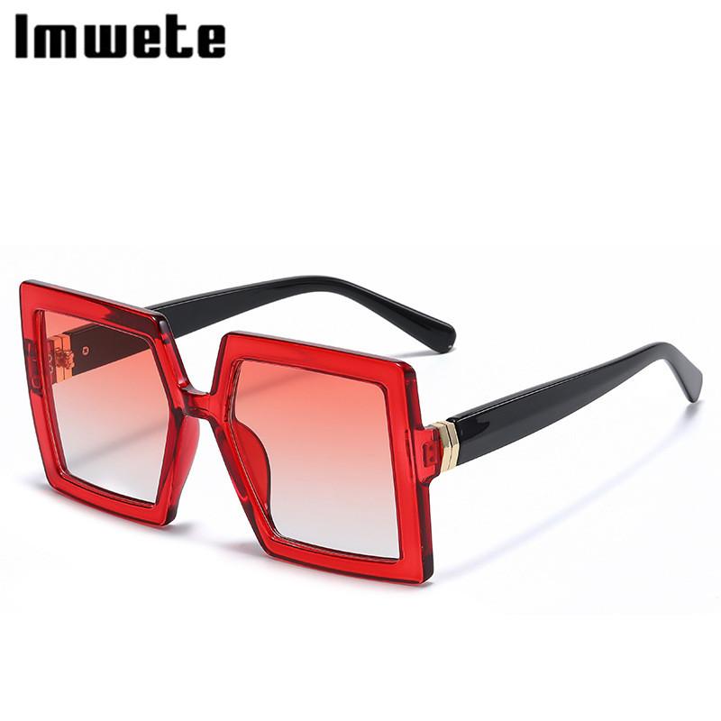 

Sunglasses Imwete Oversized Sqaure Women Vintage Brand Colored Eyewear UV400 Big Frame Outdoors Shades For Lady