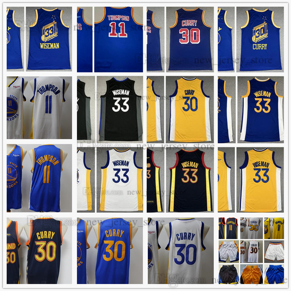 

2022 New Blue Retro Basketball 33 James Wiseman Jerseys Stephen Klay 30 Curry 11 Thompson Jersey Stitched White Black Edition City Earned Yellow Short, As the picture