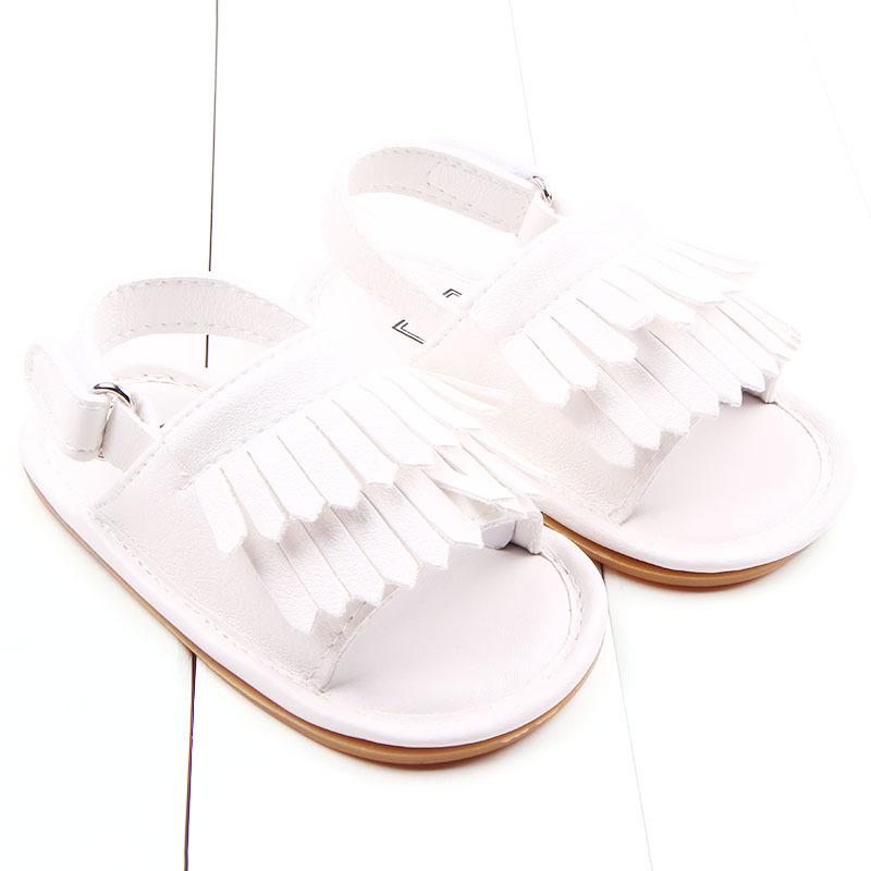 

First Walkers Infant Baby Girls White Shoes Toddler Flats Sandals Soft Rubber Sole Anti-Slip Summer Babi Boy Beach