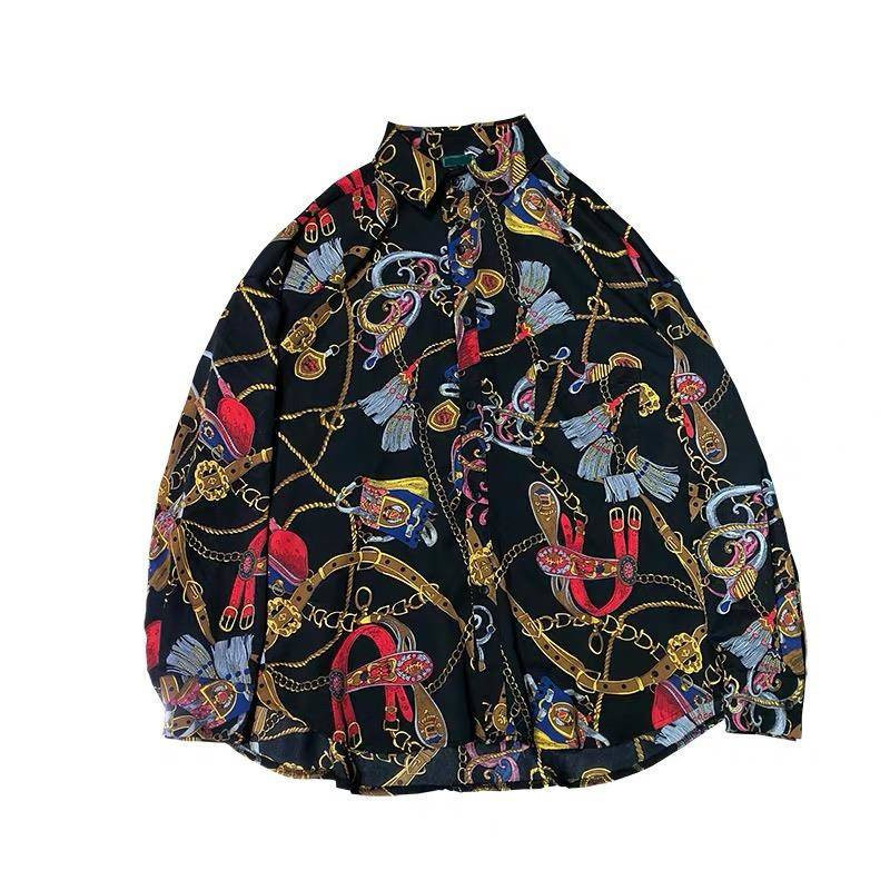 

2021 New Mens Praia Havaiano Camisa Marca Fresco Manga Longa Homens Roupas De Frias Moda Camisas Pfce