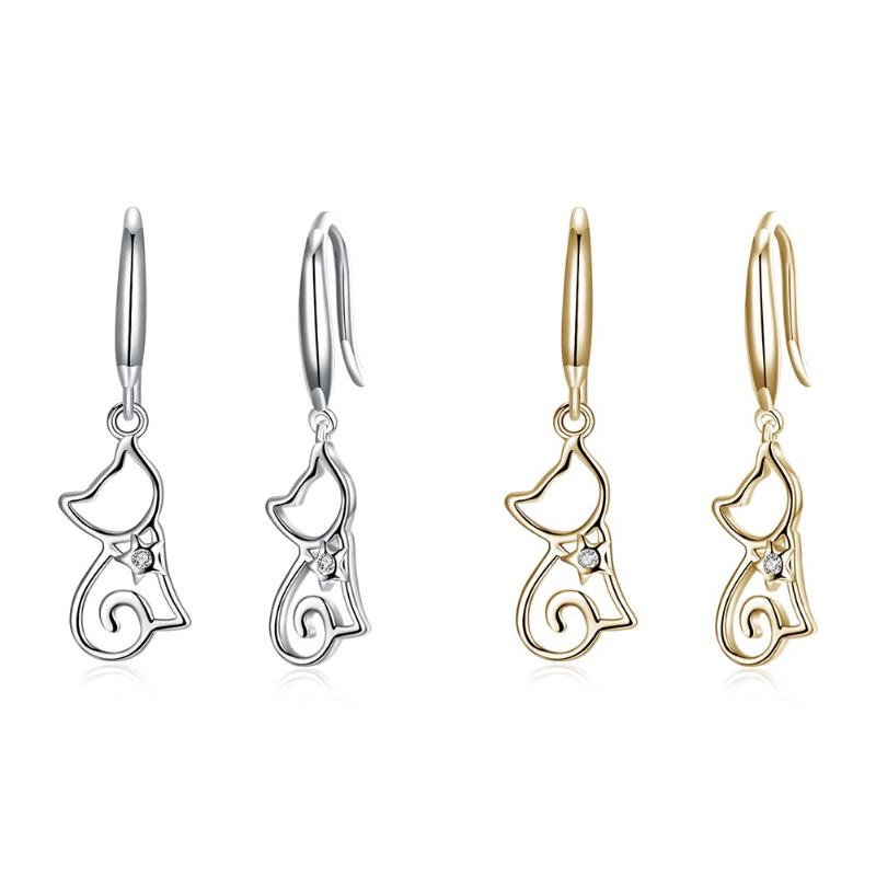 

Hoop & Huggie Electroplated Simple Kitten Earrings Earhook Sterling Silver