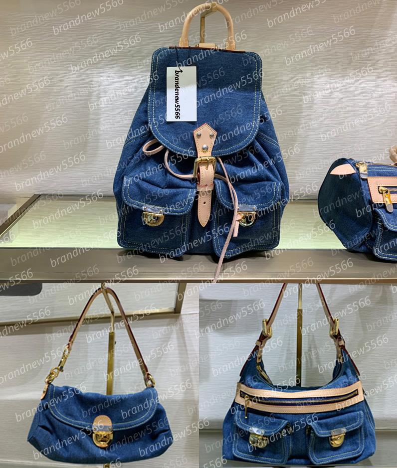 

fashion designer denim shoulder bag 44464 ladies underarm vintage women's jean crossbody messenger bags genuine leather handbags brandn