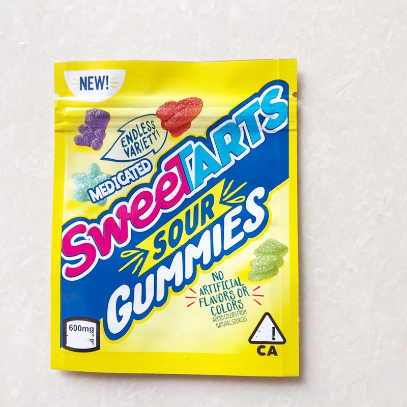 

New sweetarts sour gummies mylar bags 600mg Sour Resealable Medicated Edibles Package JOLLY rancker gummies bag